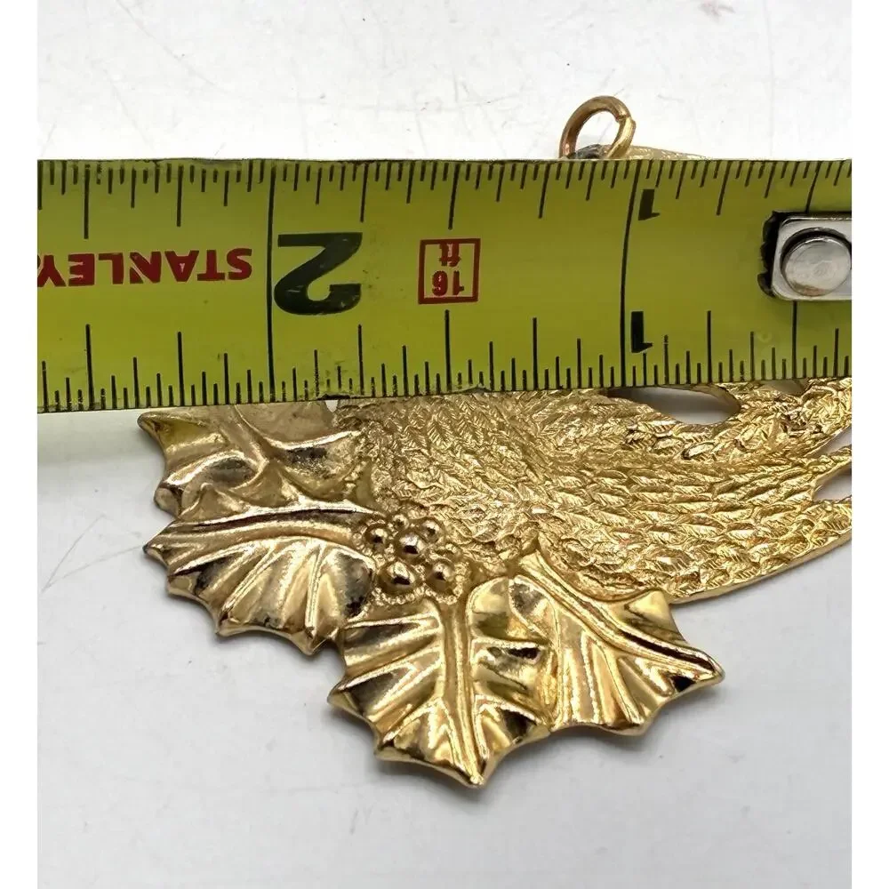 Signed Gerry’s Vintage Gold Tone Bird Pendant Textured Figural 2x3”